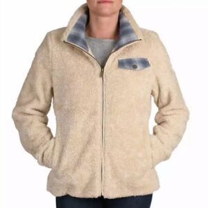 - Pendleton fleece Sherpa full zip jacket with plaid trim size L